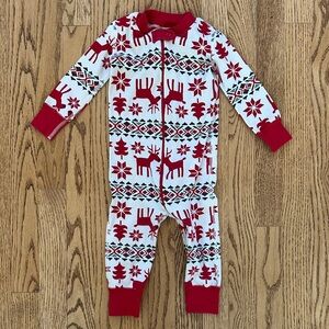 Hannah Anderson Dear Deer Red and White Holiday Onesie Pajamas